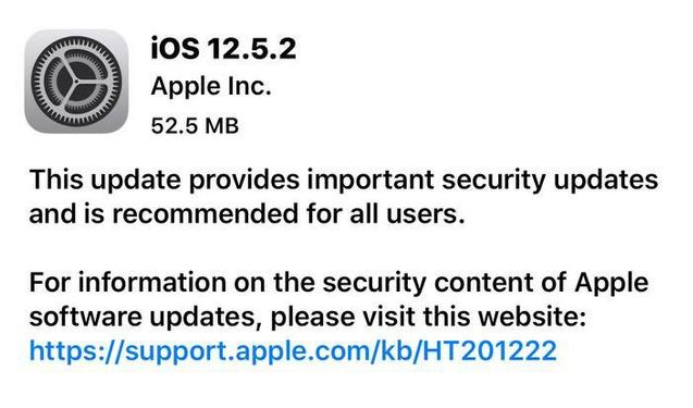 长丰镇苹果手机维修分享iOS12.5.2发布，建议所有老苹果用户安装 